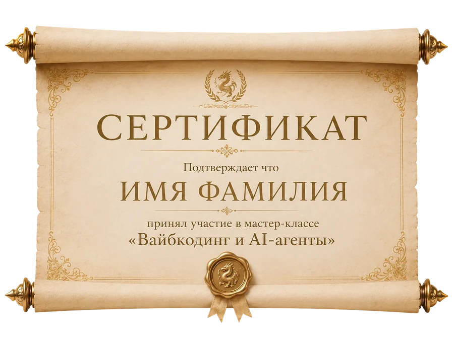 Именной сертификат участника мастер-класса