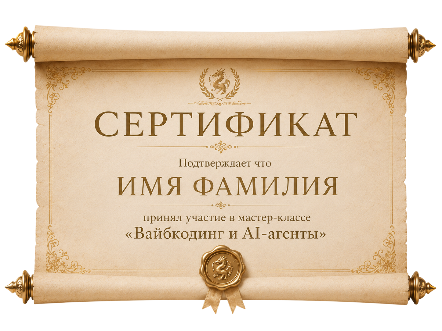 Именной сертификат участника мастер-класса