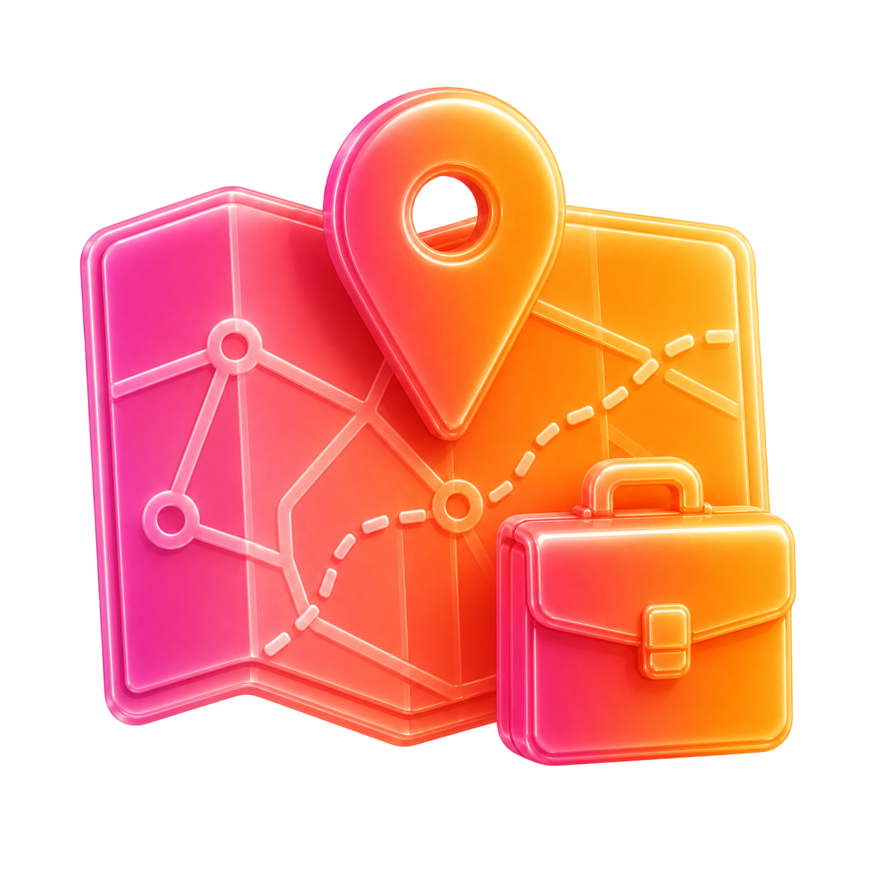 Карта профессии с маршрутом и портфелем